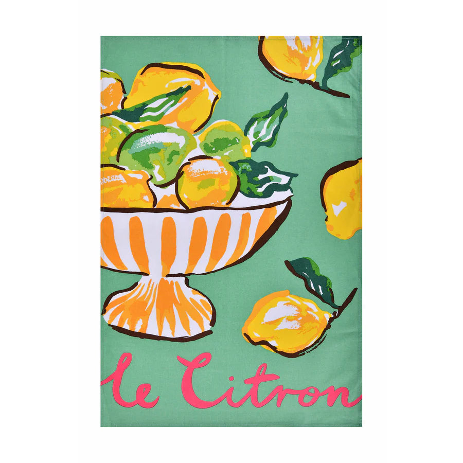 Summer Fruits- Citron Cotton Tea Towel