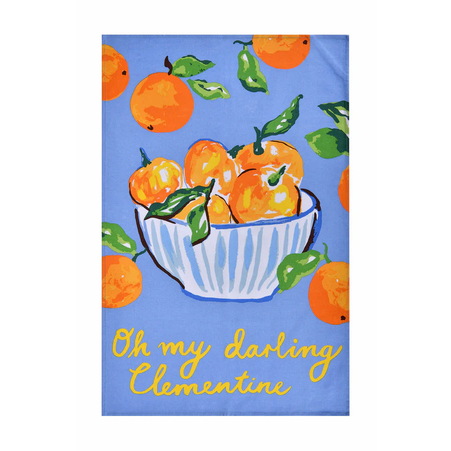 Summer Fruits- Clementine Cotton Tea Towel