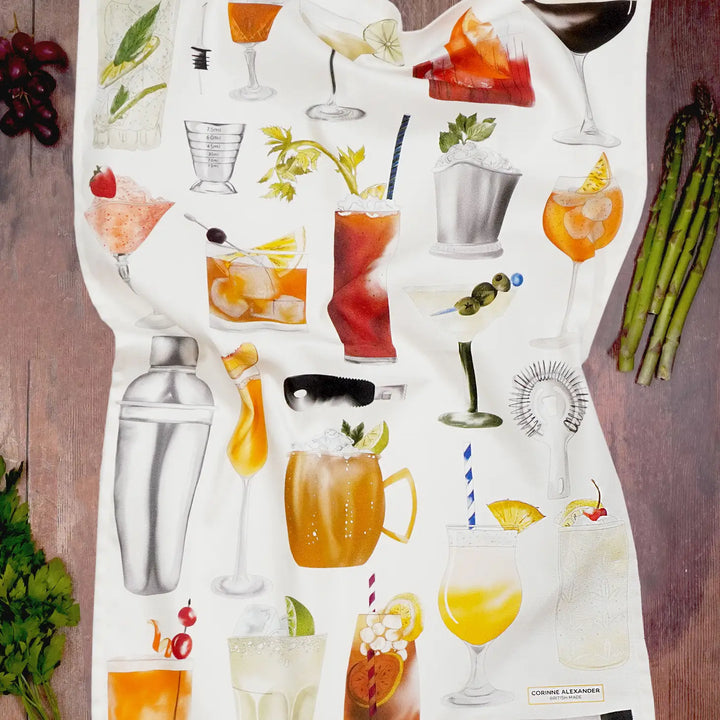 Cocktail Tea Towel by Corinne Alexander