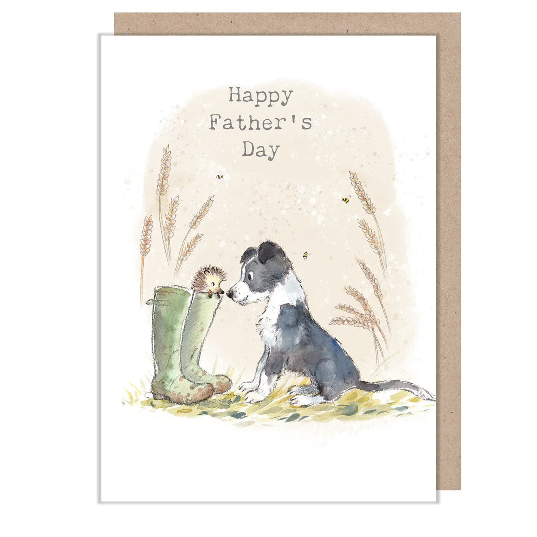 Collie Dog & Hedgehog Father's Day Greetings Card