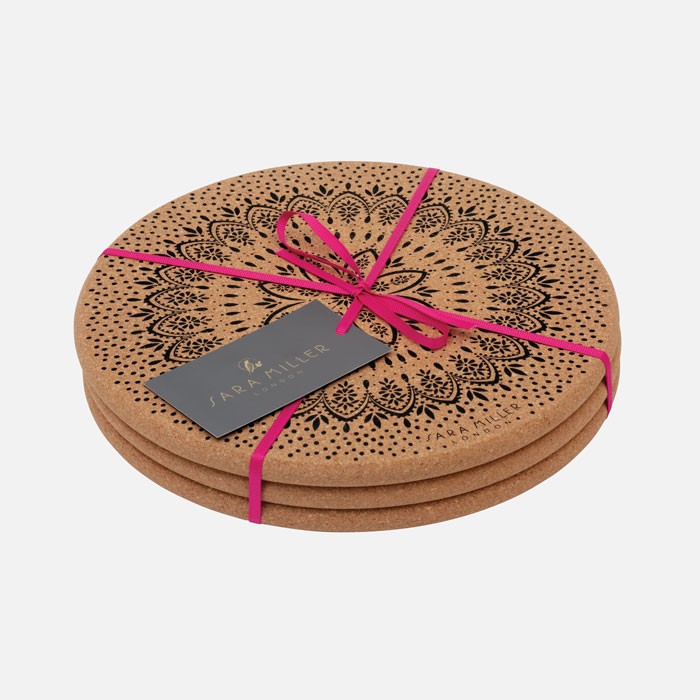 Sara Miller Artisanne Noir Set of 3 Cork Trivets