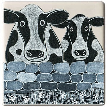 Cows Over Wall Coaster by Moorland Pottery