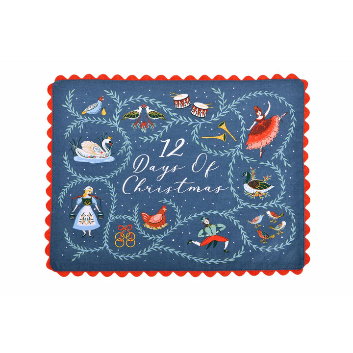 12 Days of Christmas Set of 2 Cotton Placemats