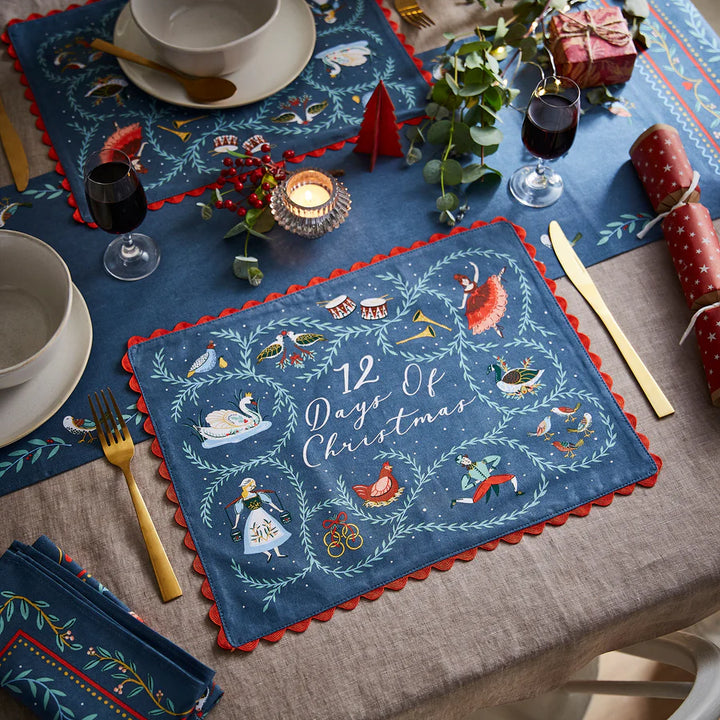 12 Days of Christmas Set of 2 Cotton Placemats