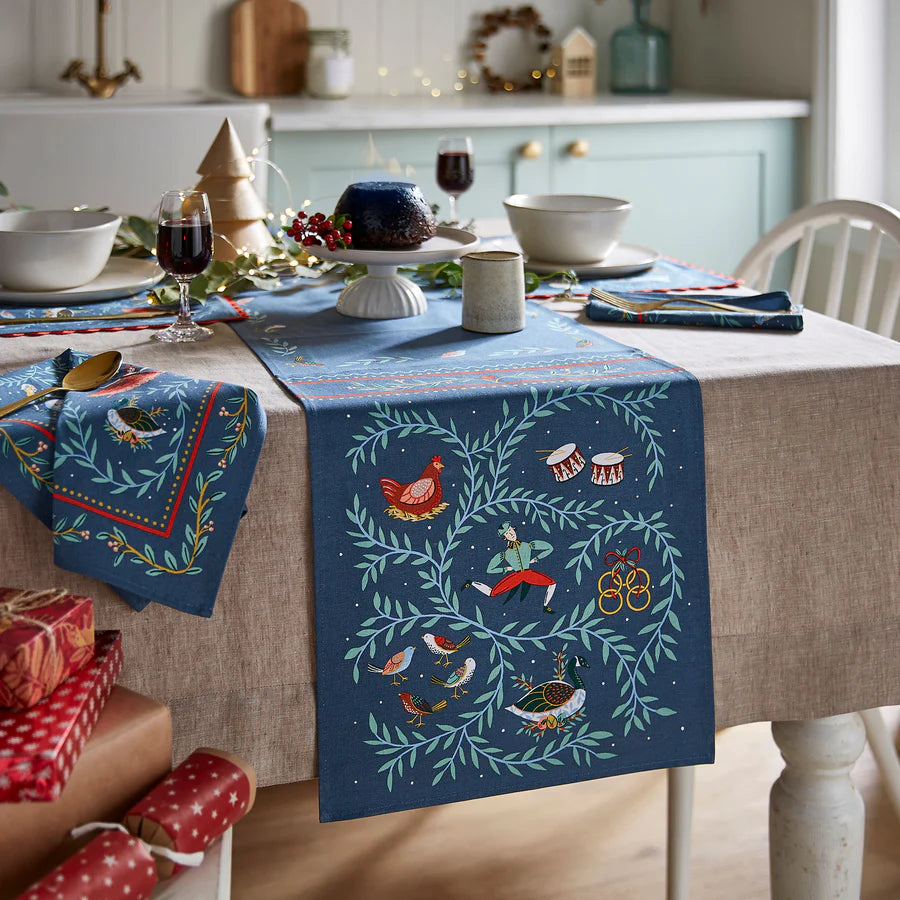 12 Days of Christmas 90-inch Cotton Table Runner