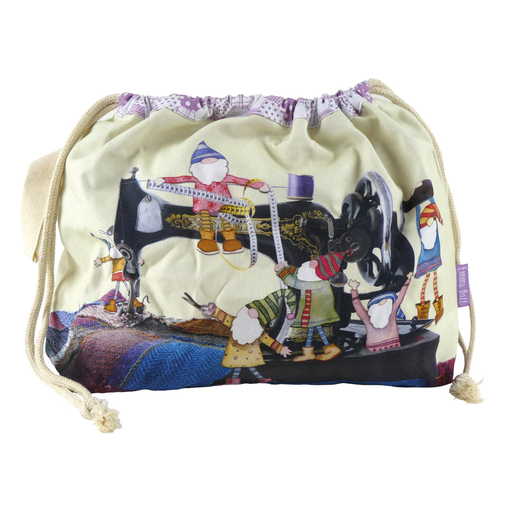 Sewing Gnomes Drawstring Cotton Bag