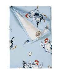 Dancing Hen Blue Cotton Tea Towel