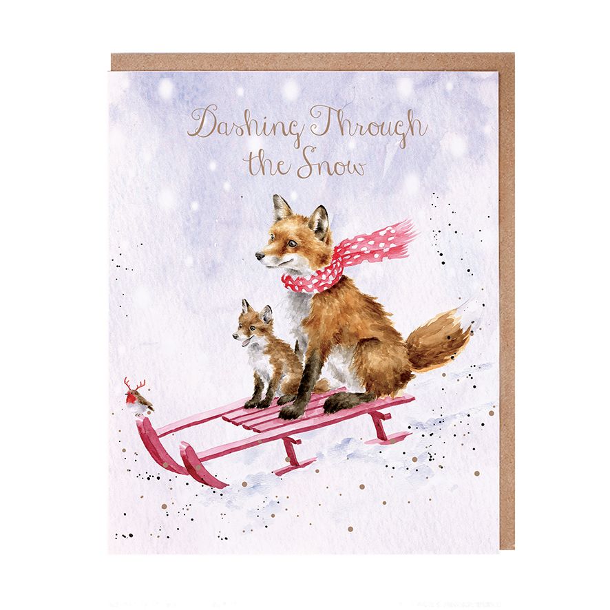 Dashing Through The Snow Fox Christmas Card