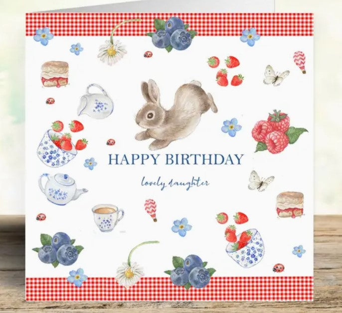 'Lovely Daughter' Gingham Picnic Birthday Card
