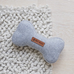 Tweed Dog Bone Shaped Dog Toy - Grey