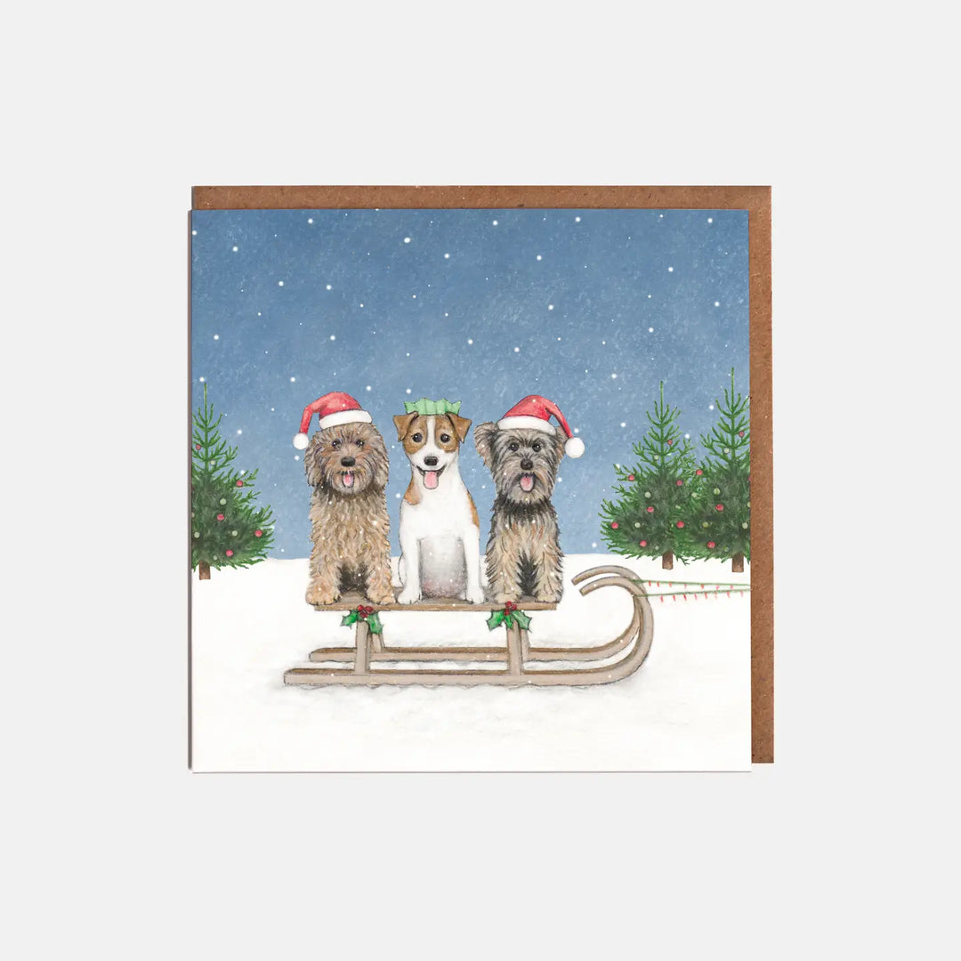 Dogs & Sleigh Christmas Card
