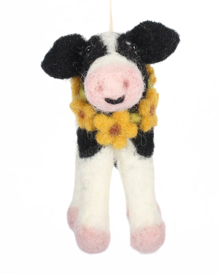 Calf with Buttercup Garland Felt Decoration