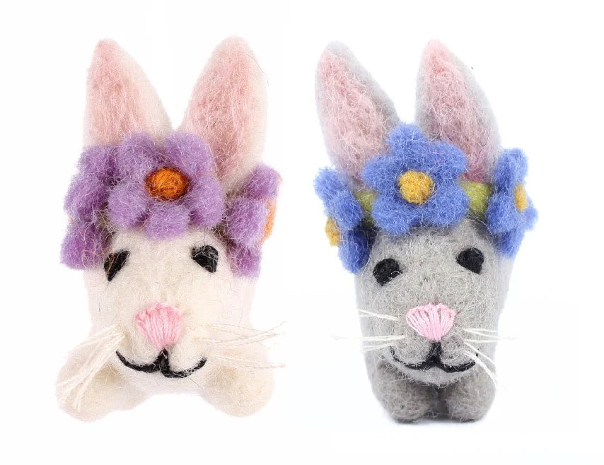Baby Bunny with Flowers Felt Decoration