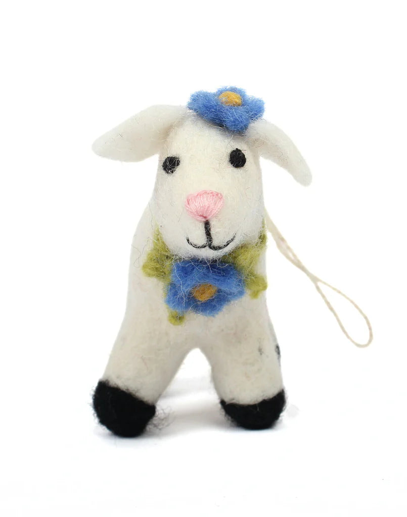 Lamb with Flowers Felt Decoration