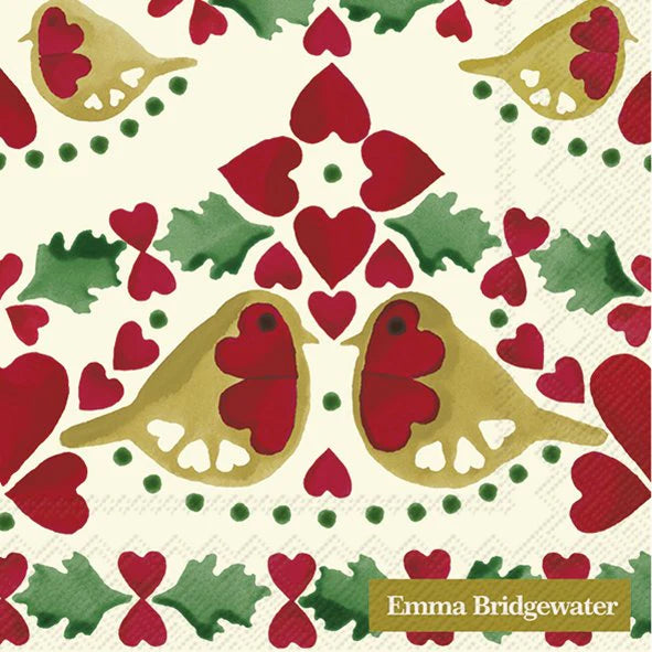 Christmas Joy Robin Cream Paper Napkins
