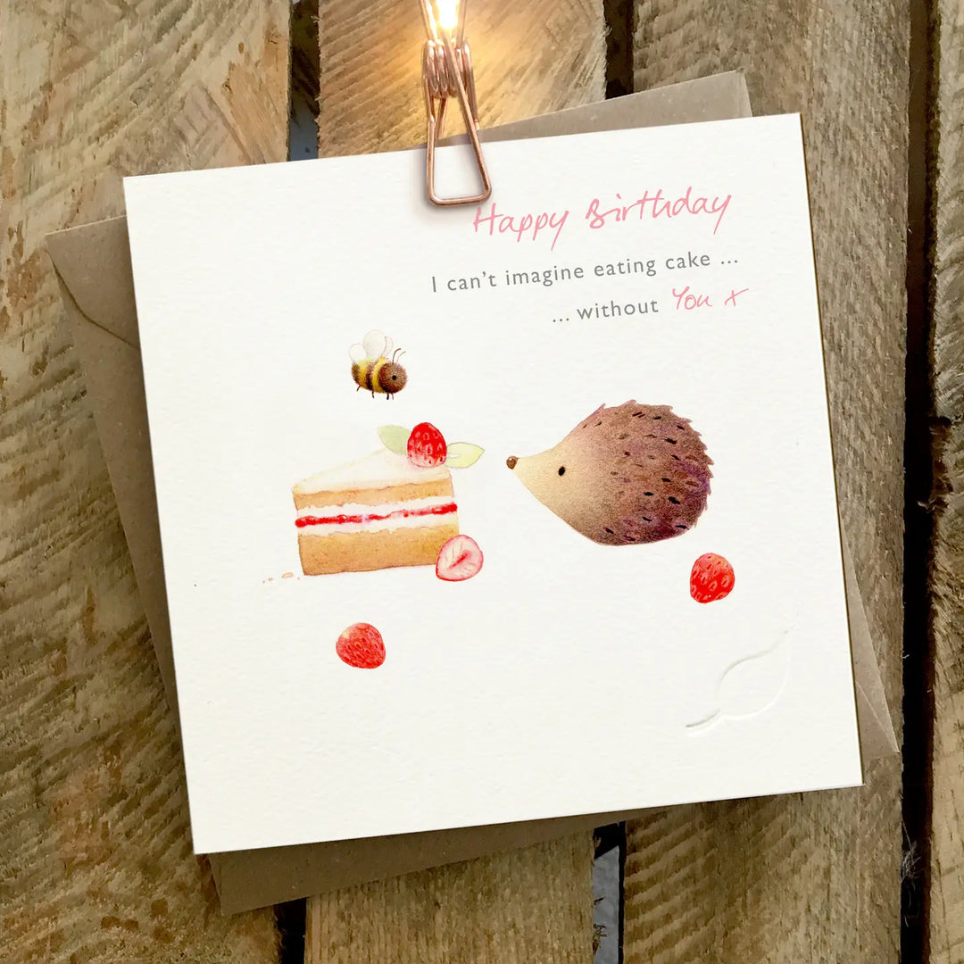 Hedgehog Eating Cake Birthday Card