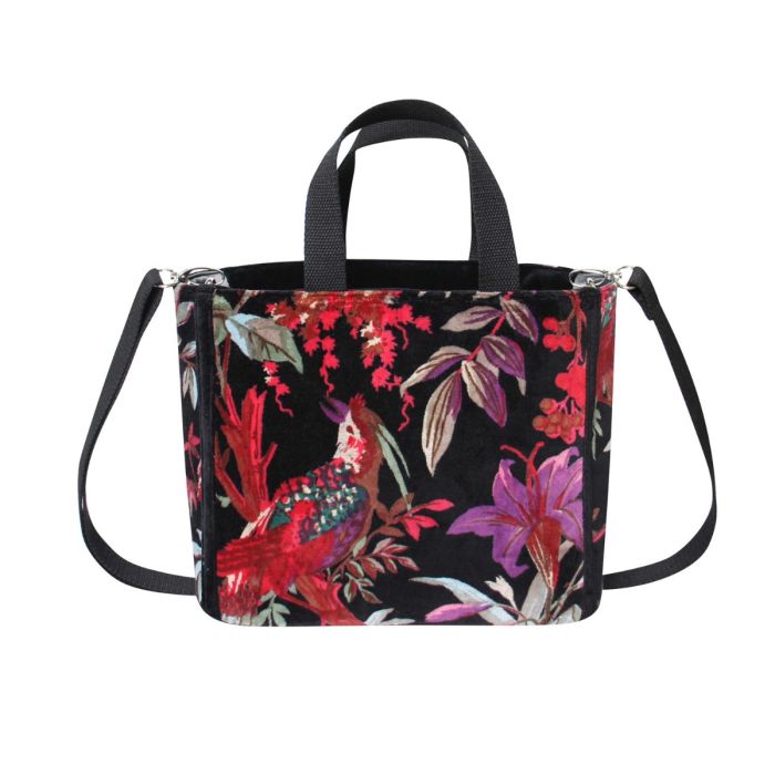 Eden Black Botanical Velvet Tote Bag