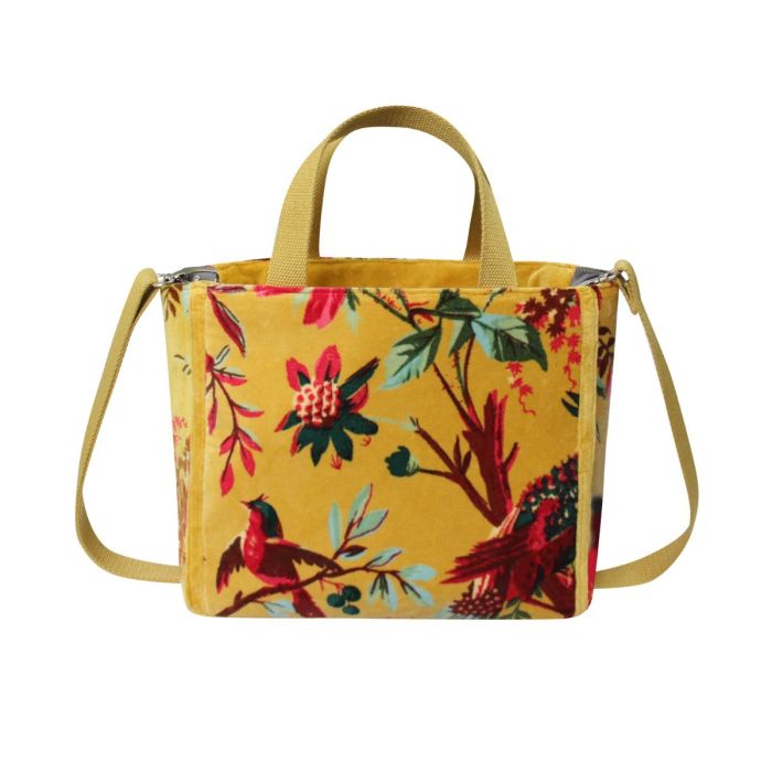 Eden Mustard Botanical Velvet Tote Bag