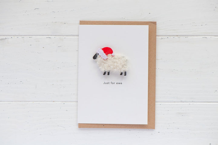 Handmade Woolly Ewe Christmas Card