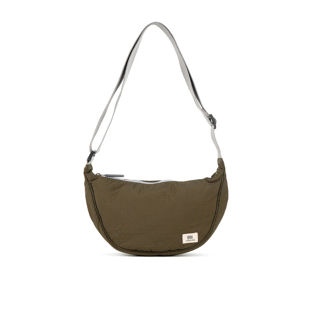 Farringdon Small Half Moon Bag in Moss Taslon