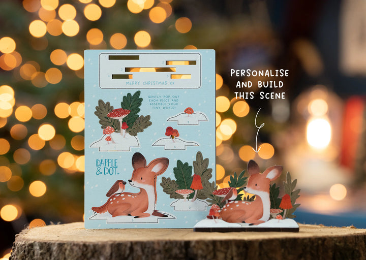 Christmas Fawn & Robin Pop Out Card