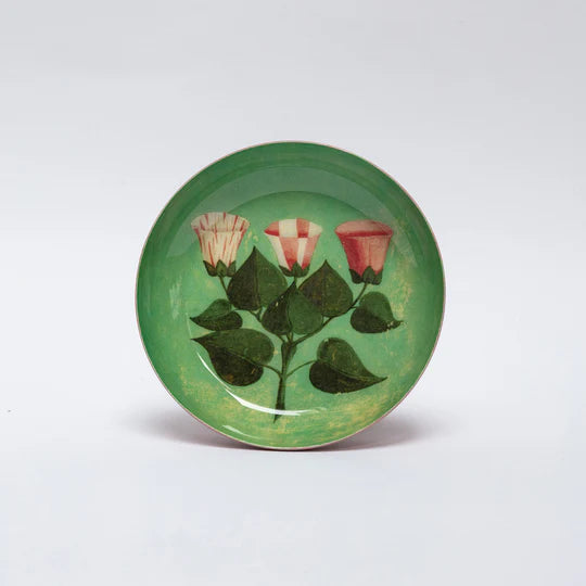 Festival of Flowers 4-inch Round Enamel Printed Tray