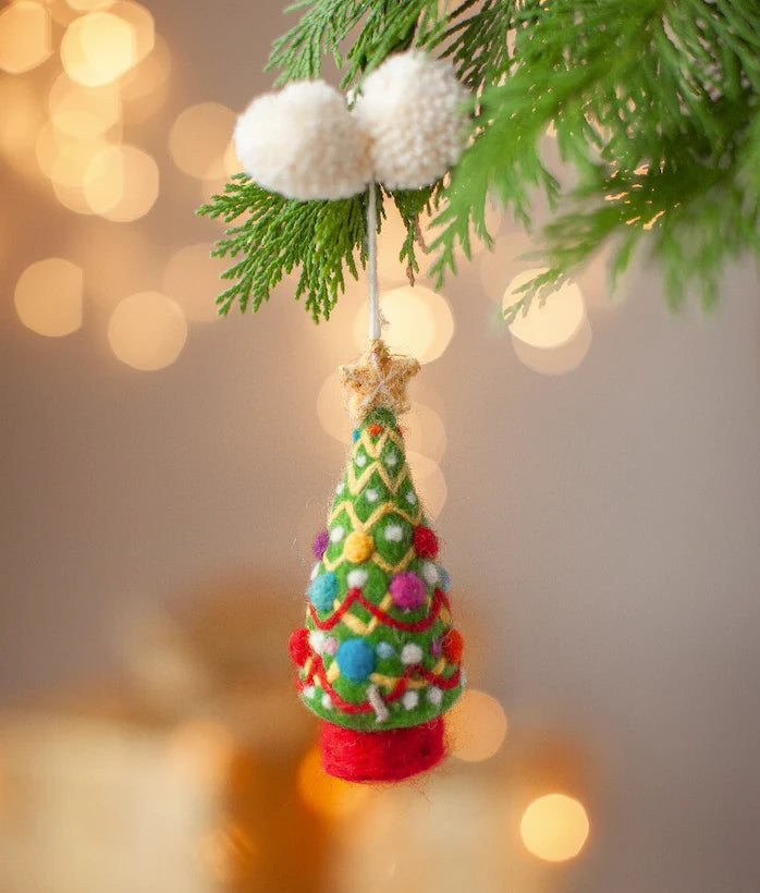 Festooned Christmas Tree Felt Decoration
