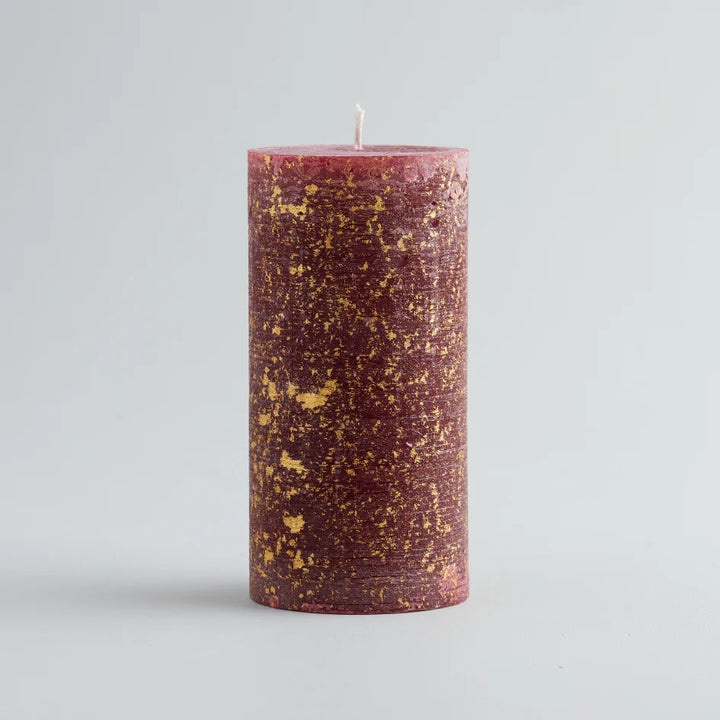 Figgy Pudding Gold Marbled Pillar Christmas Candle