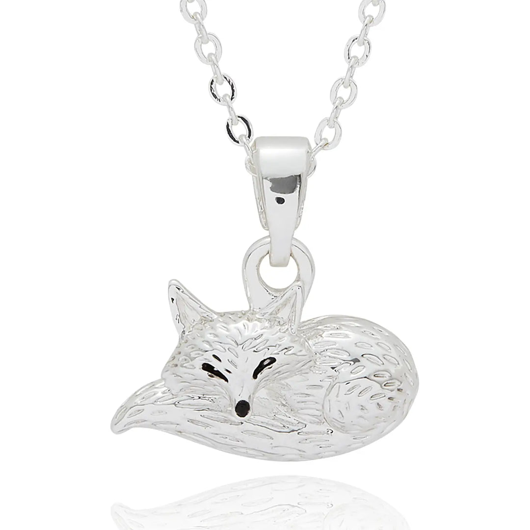 Fox Under The Moon Silver Plated Necklaces