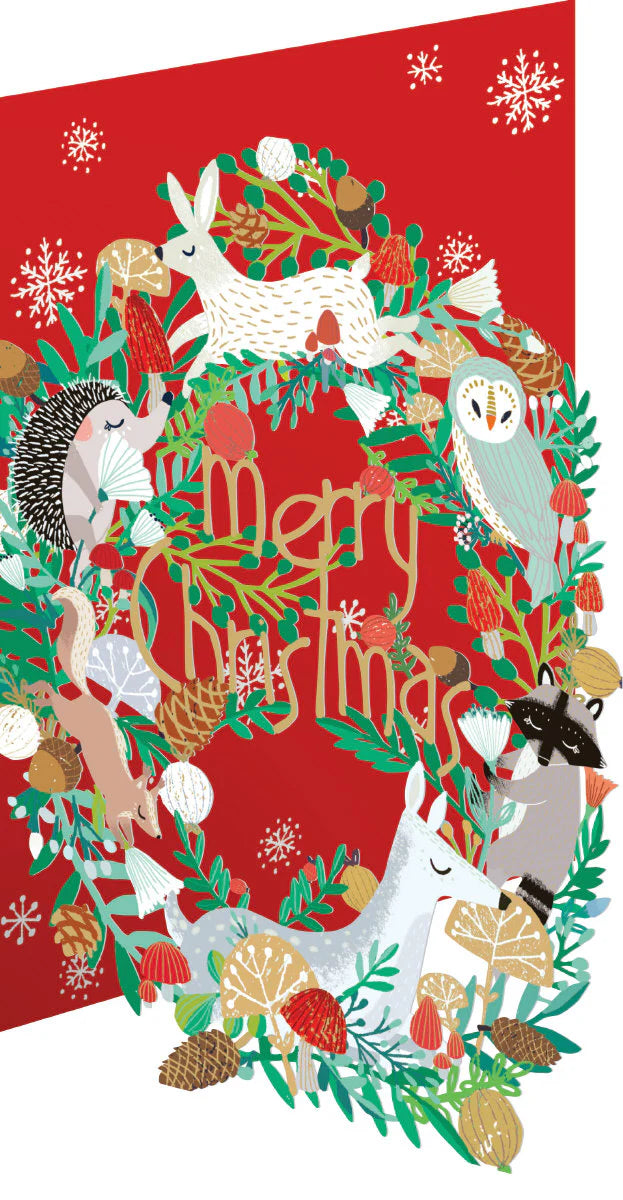 Animal Wreath Lasercut Christmas Card Kraft Box