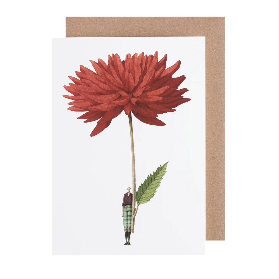 Red Dahlia Greetings Card