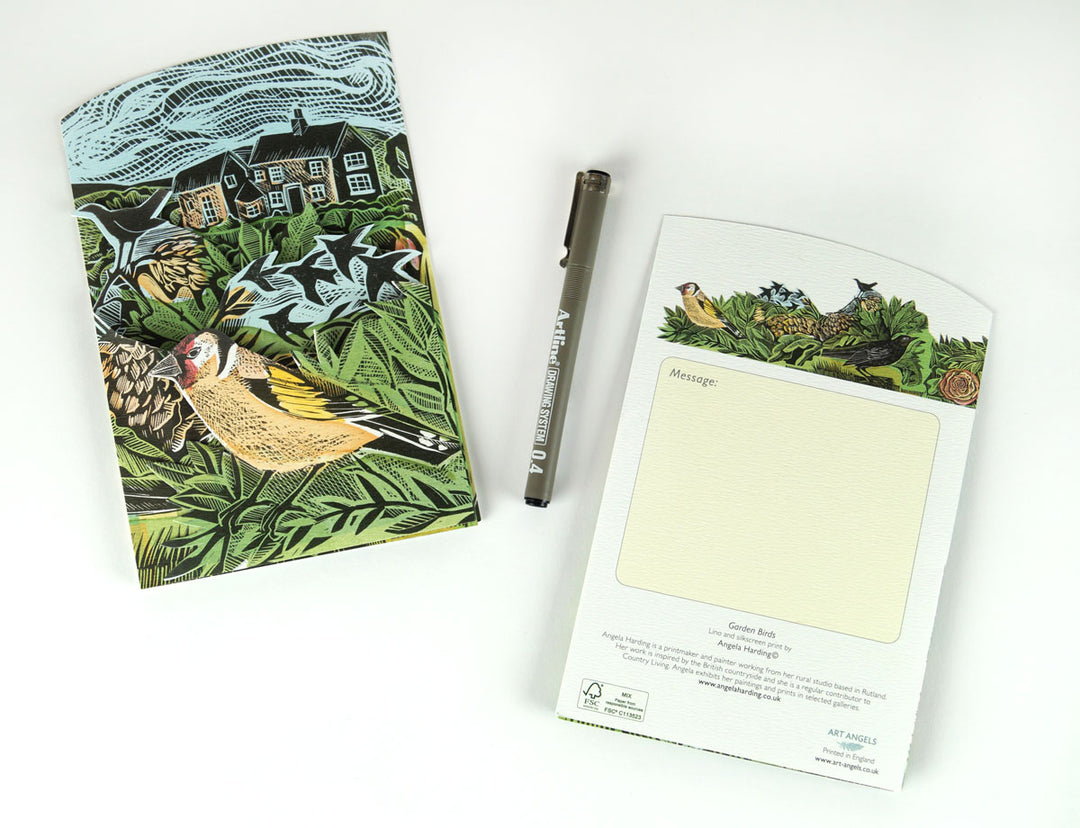 Garden Birds Concertina Card by Angela Harding