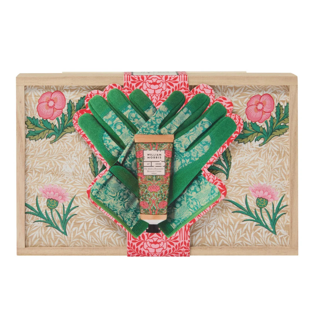William Morris At Home Gardening Gloves Set in Wooden Box