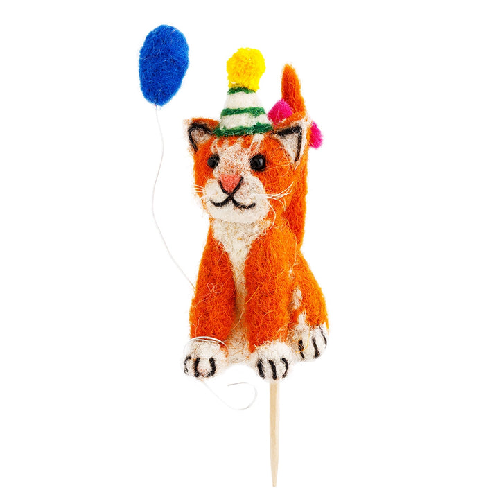 Ginger Cat Felt Birthday Cake Topper