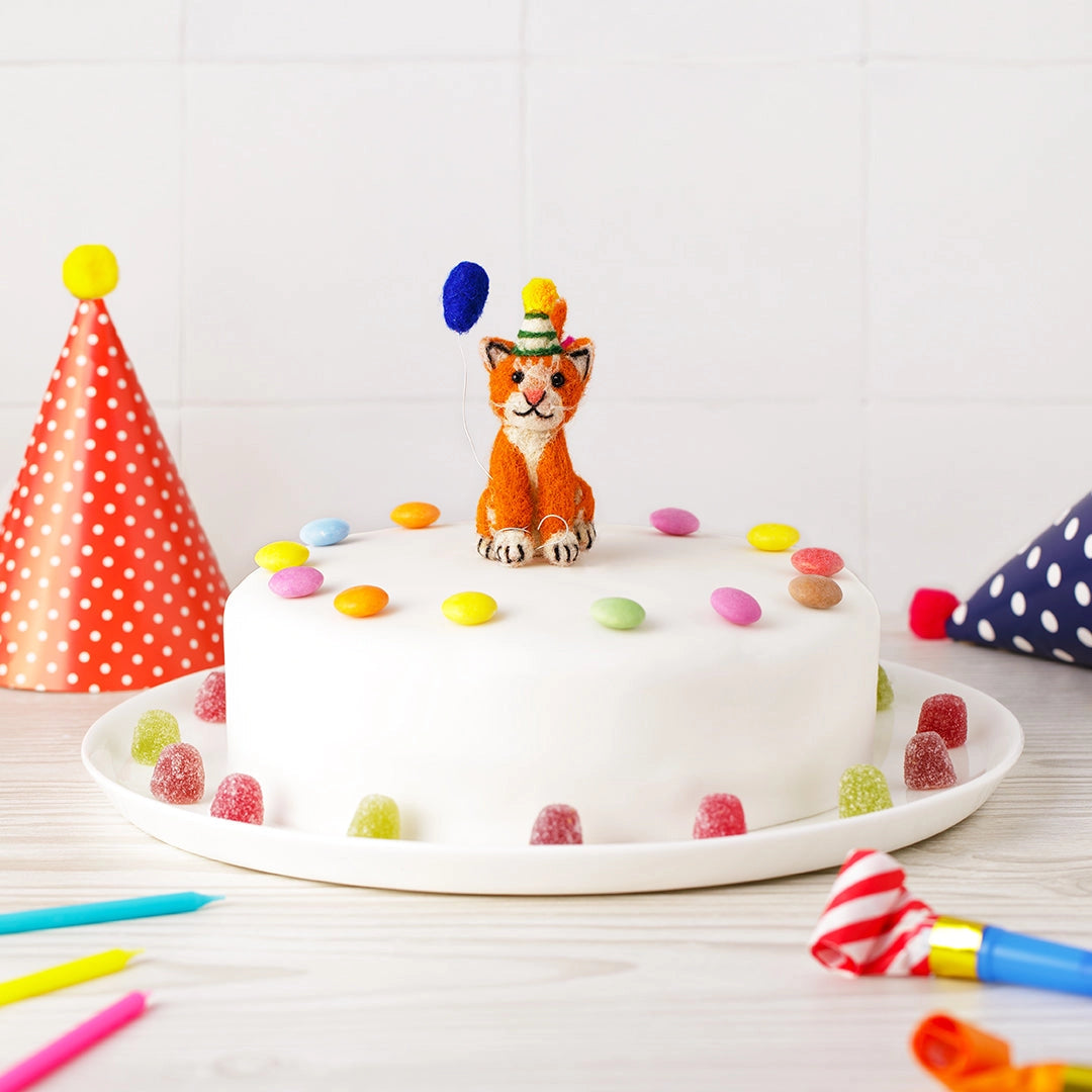 Ginger Cat Felt Birthday Cake Topper