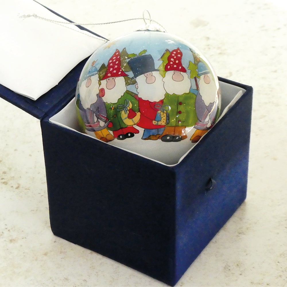 Gnomes Hand-painted Glass Bauble