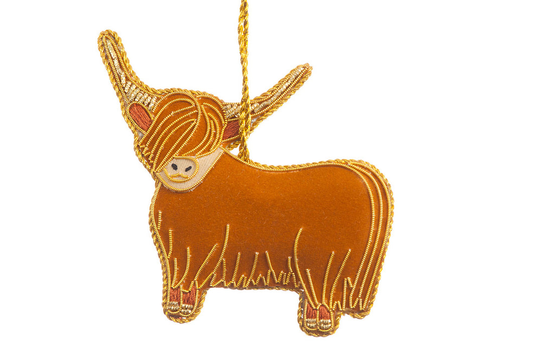 Golden Horns Highland Cow Decoration