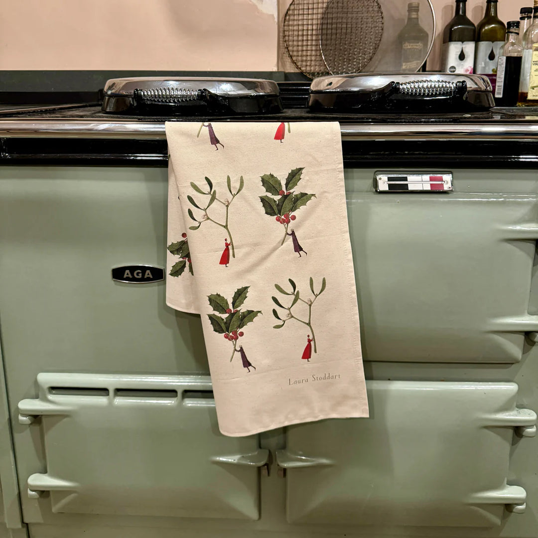 Holly & Mistletoe Tea Towel