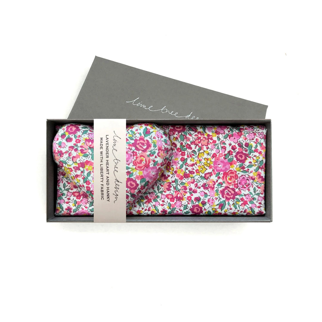 Lavender Heart & Liberty Hanky - Emma & Georgina Pink