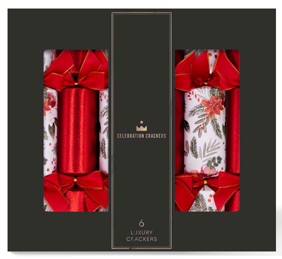 Glitter Poinsettia 13-inch Crackers Box of 6