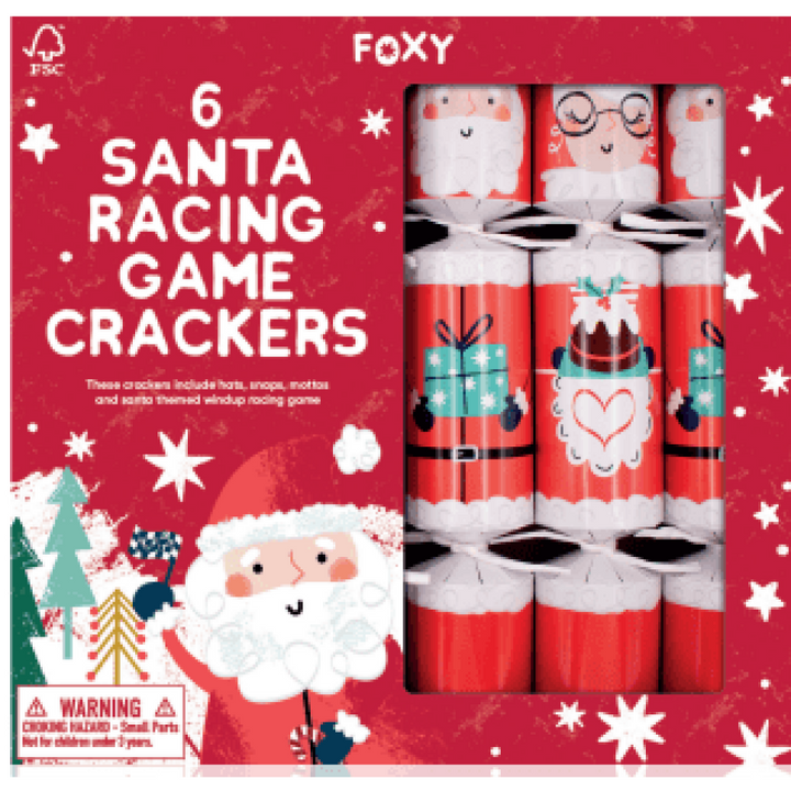 Santa Racing 12-inch Christmas Crackers Box of 6