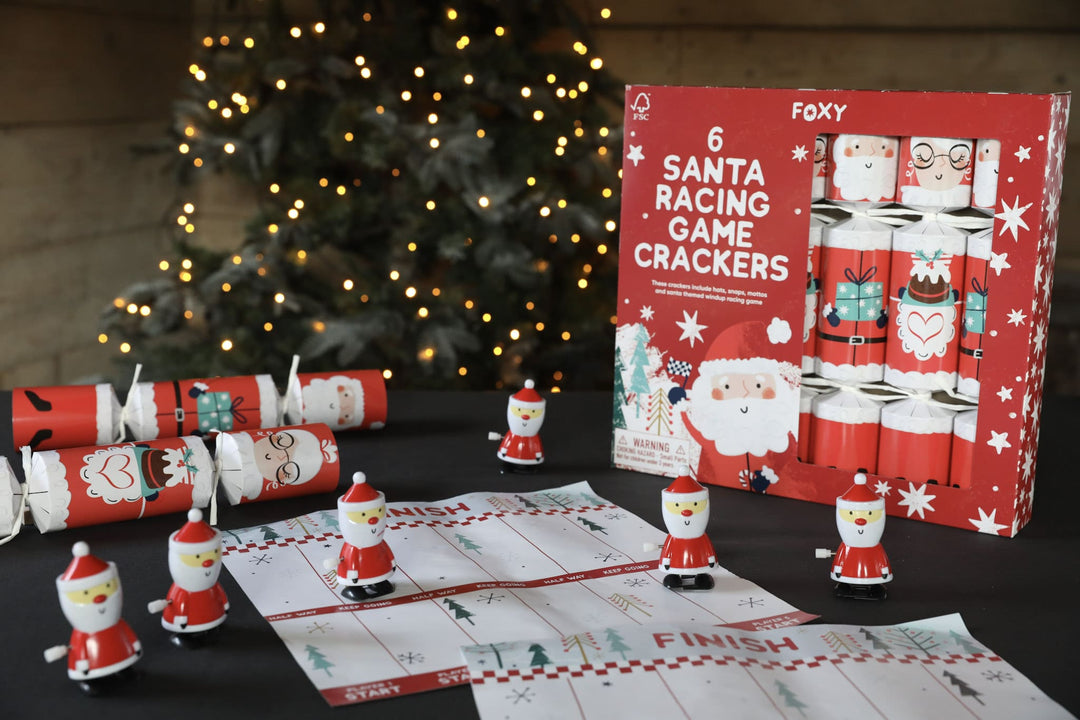 Santa Racing 12-inch Christmas Crackers Box of 6