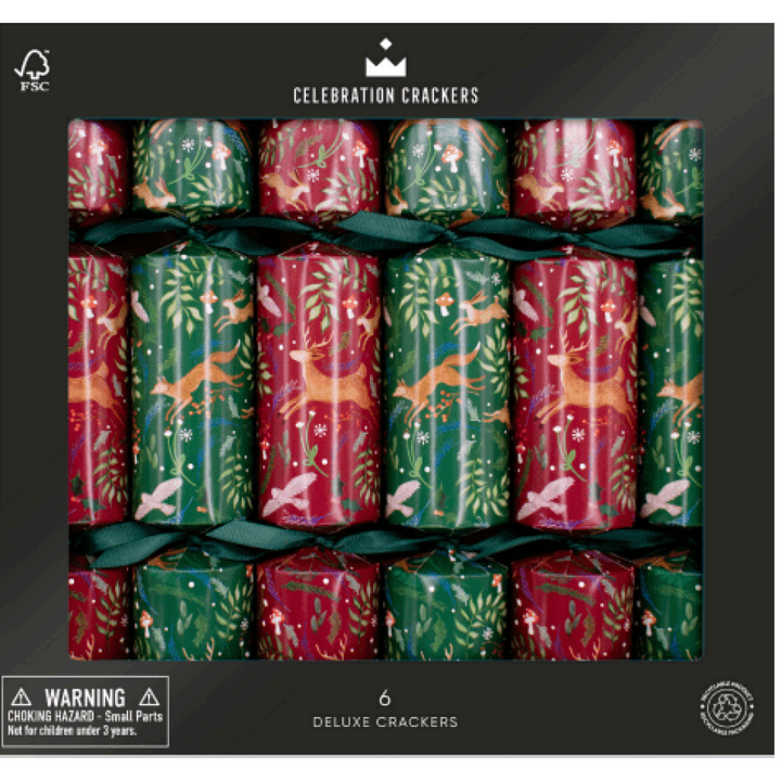 Woodland Folk 12in Christmas Crackers Box of 6