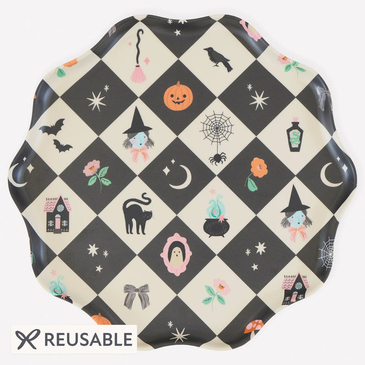 Halloween Patchwork Set of 4 Large Melamine Plates