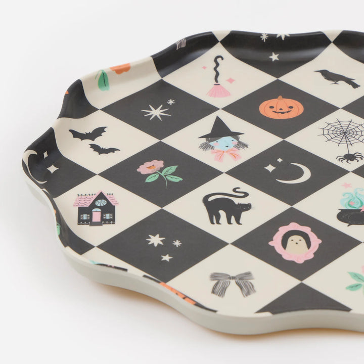 Halloween Patchwork Set of 4 Large Melamine Plates