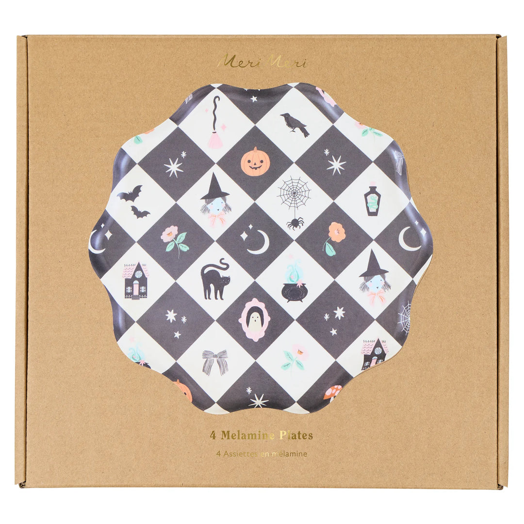 Halloween Patchwork Set of 4 Large Melamine Plates