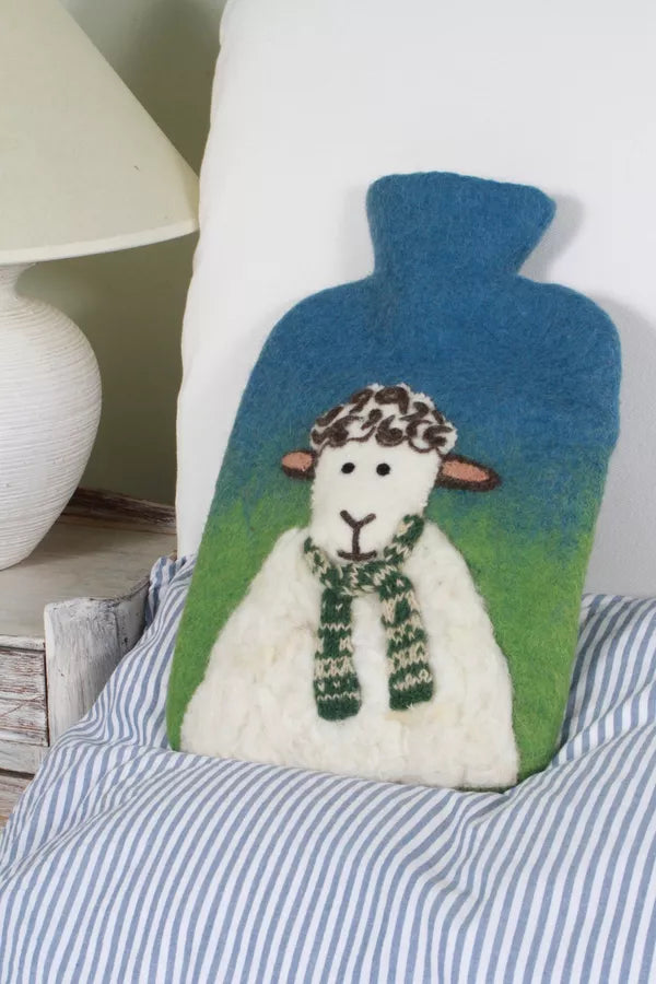 Hand Felted Sheep Hot Water Bottle