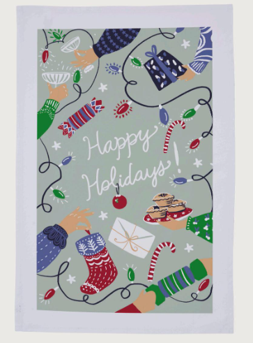 Happy Holidays Tea Towel