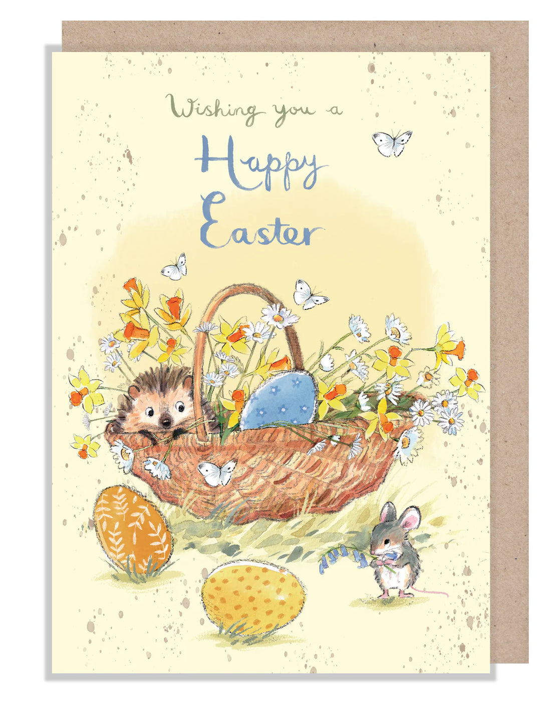 Hedgehog in Flower Basket Easter Greetings Card