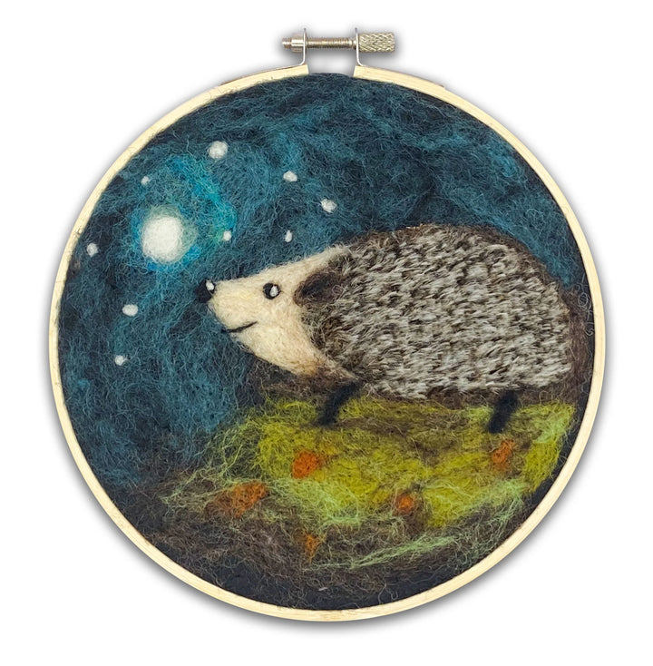 Hedgehog in a Hoop Needle Felting Kit